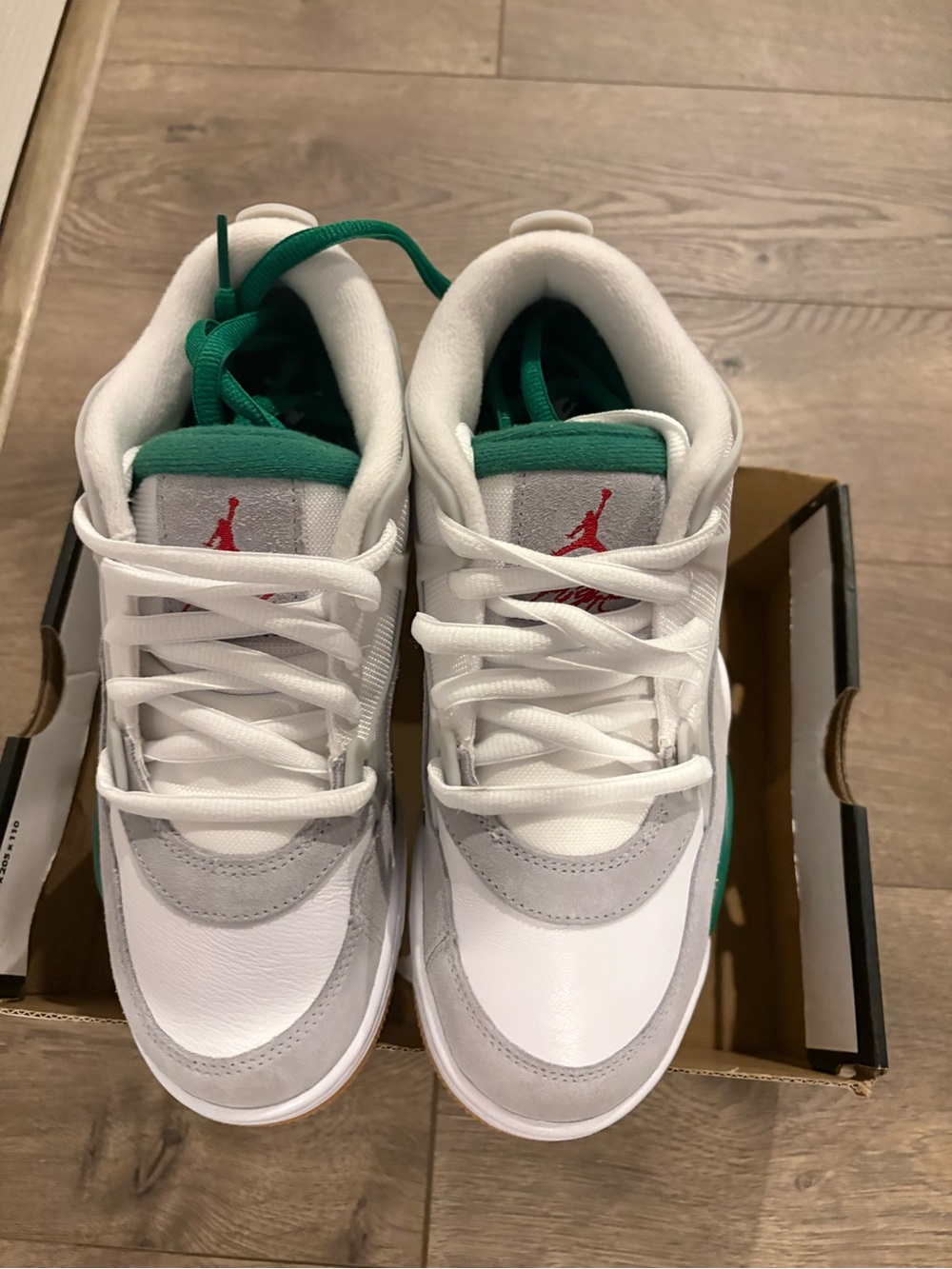 Jordan Kids White, Green & Gray Low-Top Sneakers
